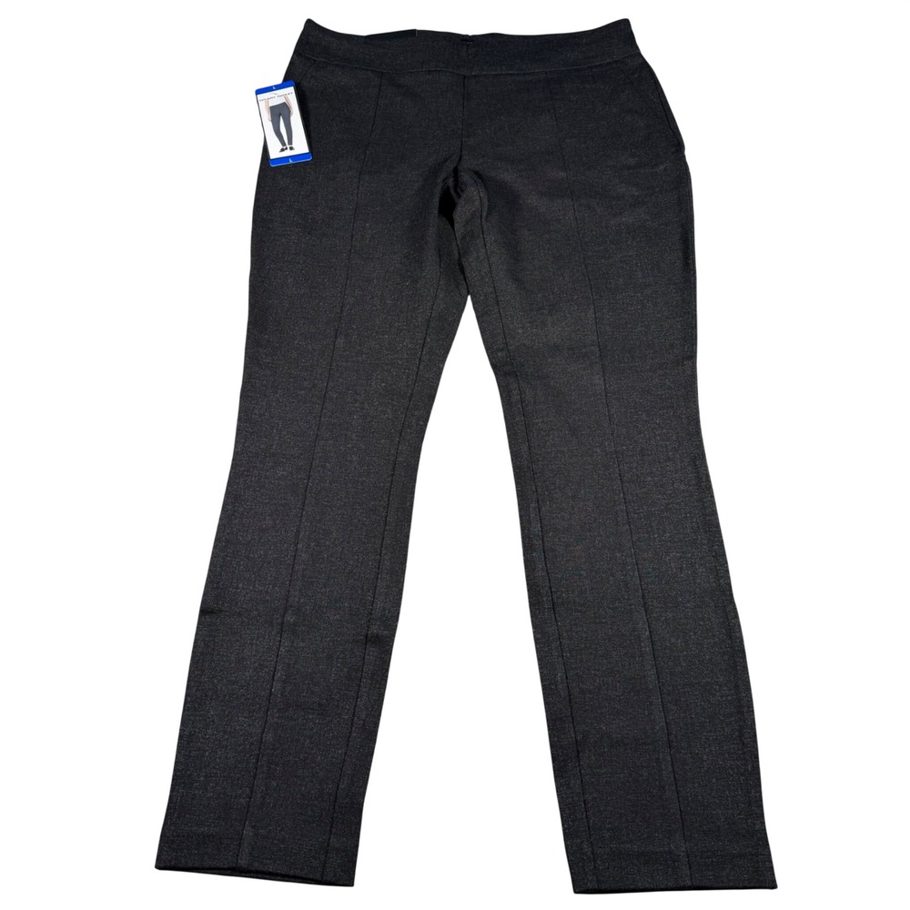 Hilary Radley Slim Leg Pants Womens Large (FITS 33x30) Charcoal Gray Pull On NEW